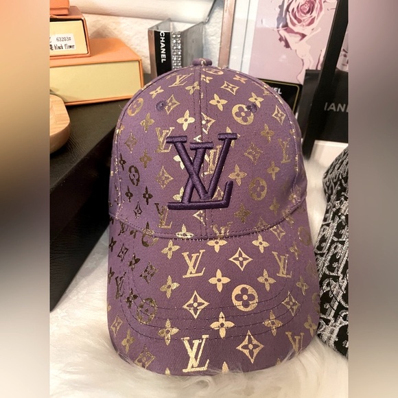 Purple and Gold Metallic Monogram Cap - Picture 1 of 3